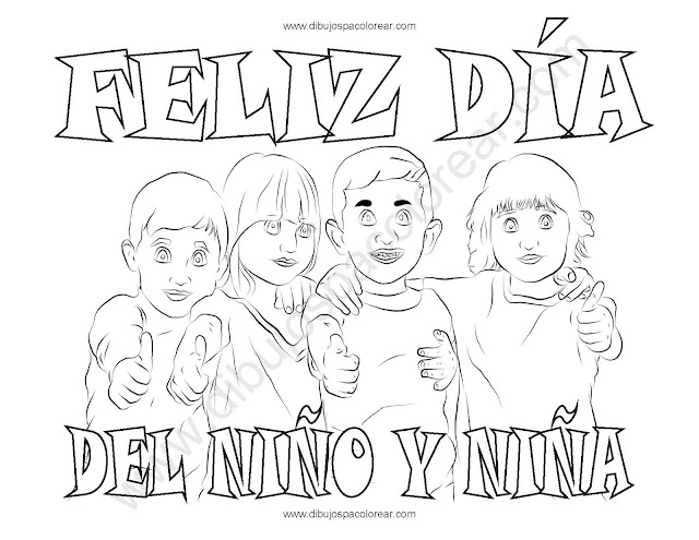 30 de abril día del niño y la niña dibujo para colorear